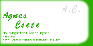 agnes csete business card