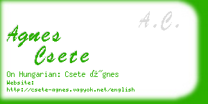 agnes csete business card